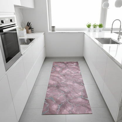 Tappeto antiscivolo fantasia marmo rosa