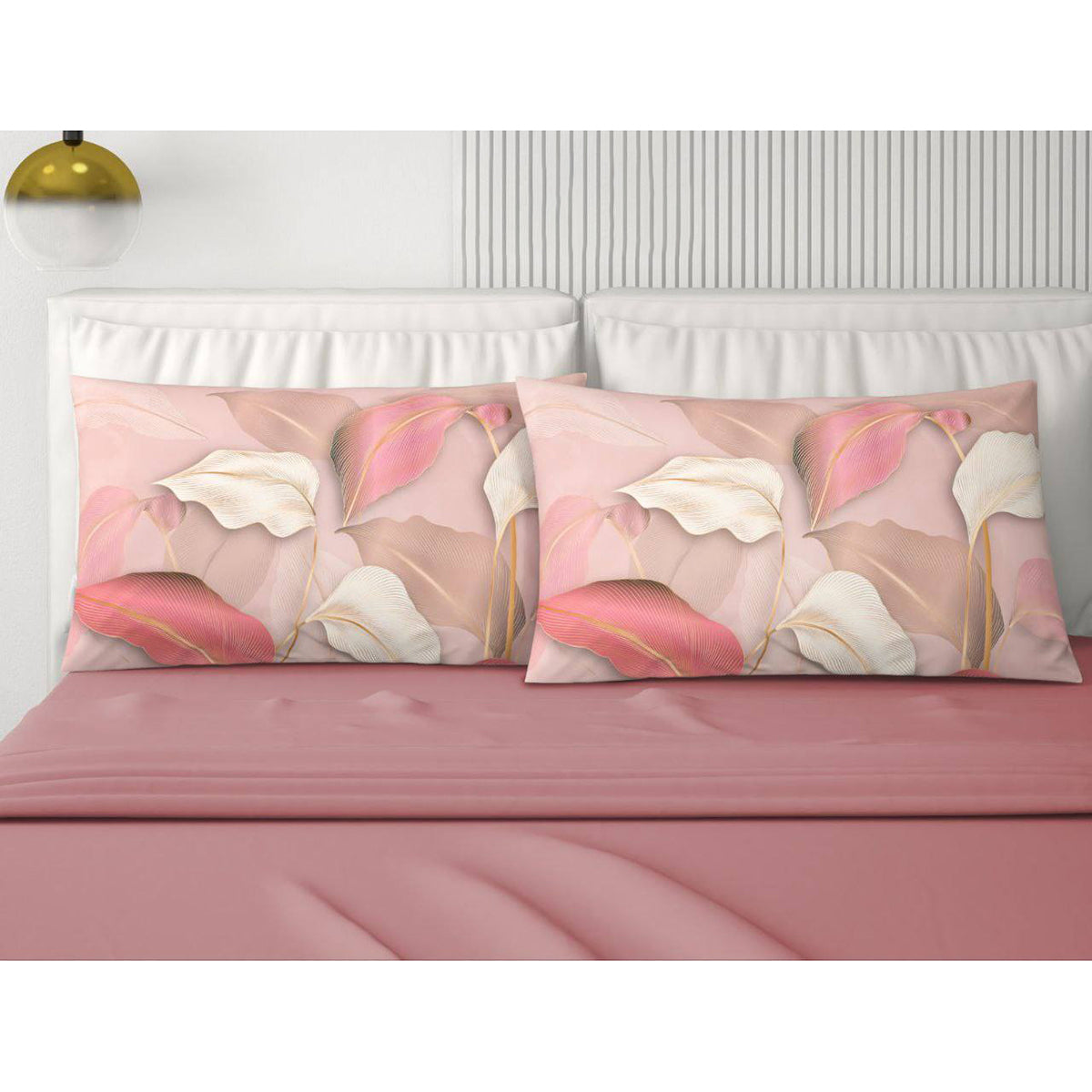Completo lenzuola in cotone rosa Gladis
