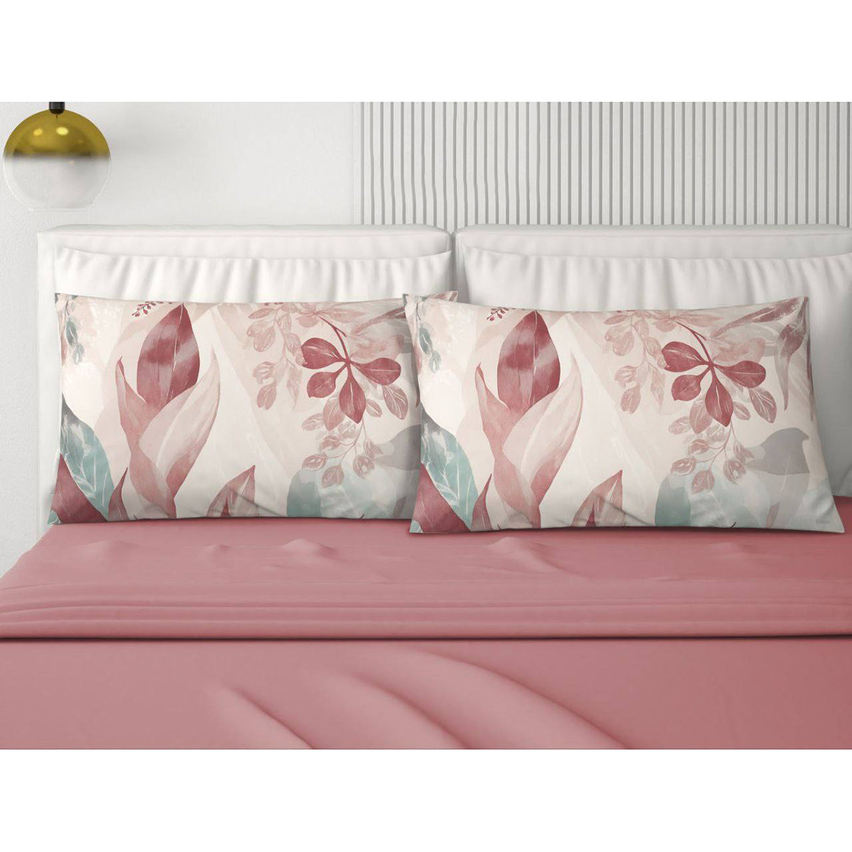 Completo lenzuola in cotone rosa Sole