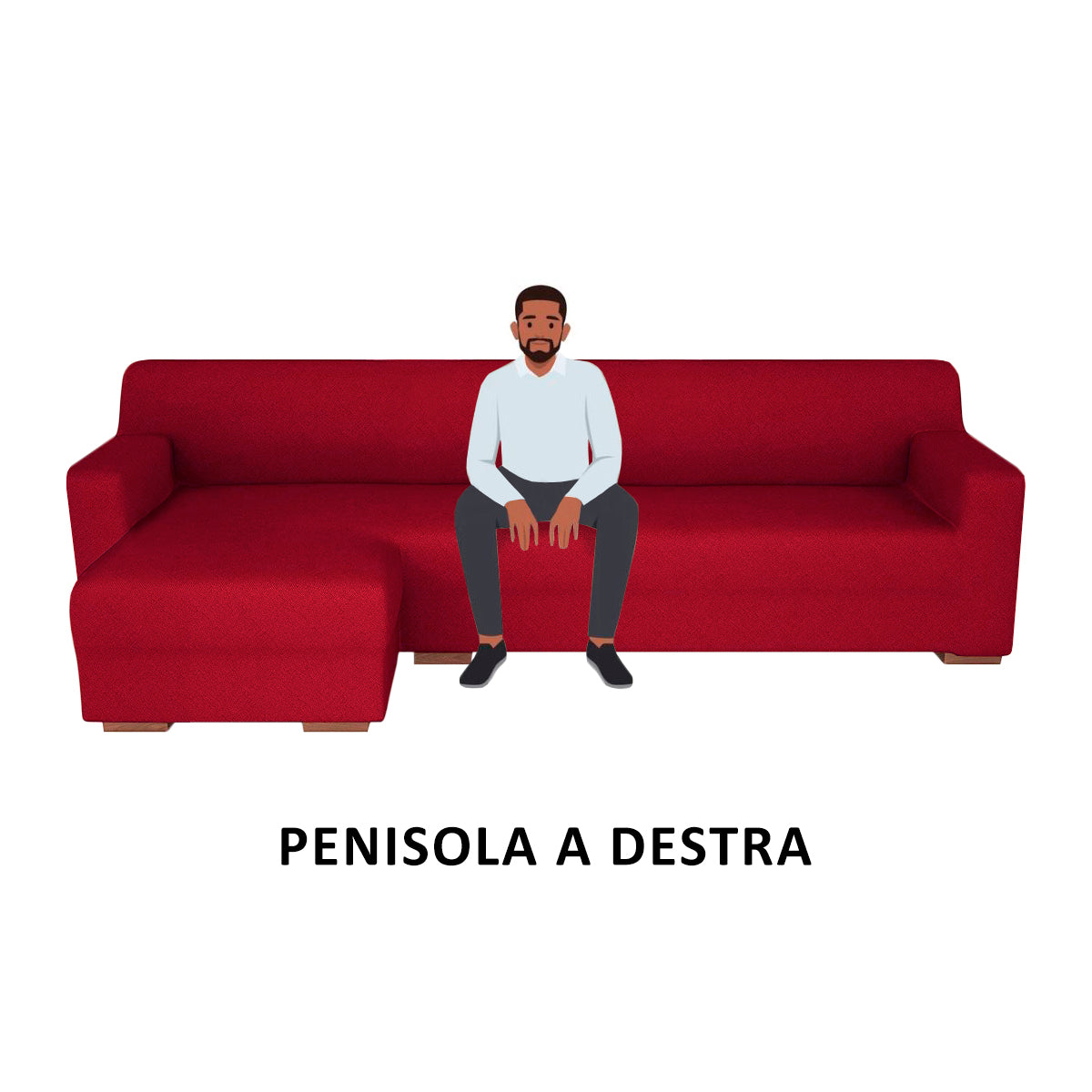 Copridivano elasticizzato con penisola bordeaux