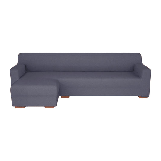 Copridivano elasticizzato con penisola grigio scuro