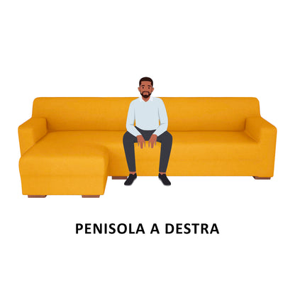 Copridivano elasticizzato con penisola oro
