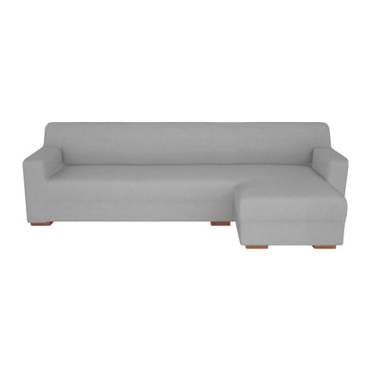 Copridivano elasticizzato con penisola grigio chiaro