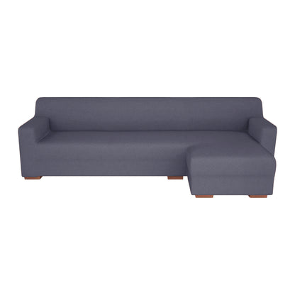 Copridivano elasticizzato con penisola grigio scuro