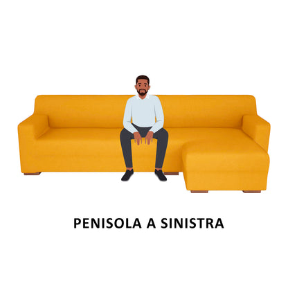Copridivano elasticizzato con penisola oro