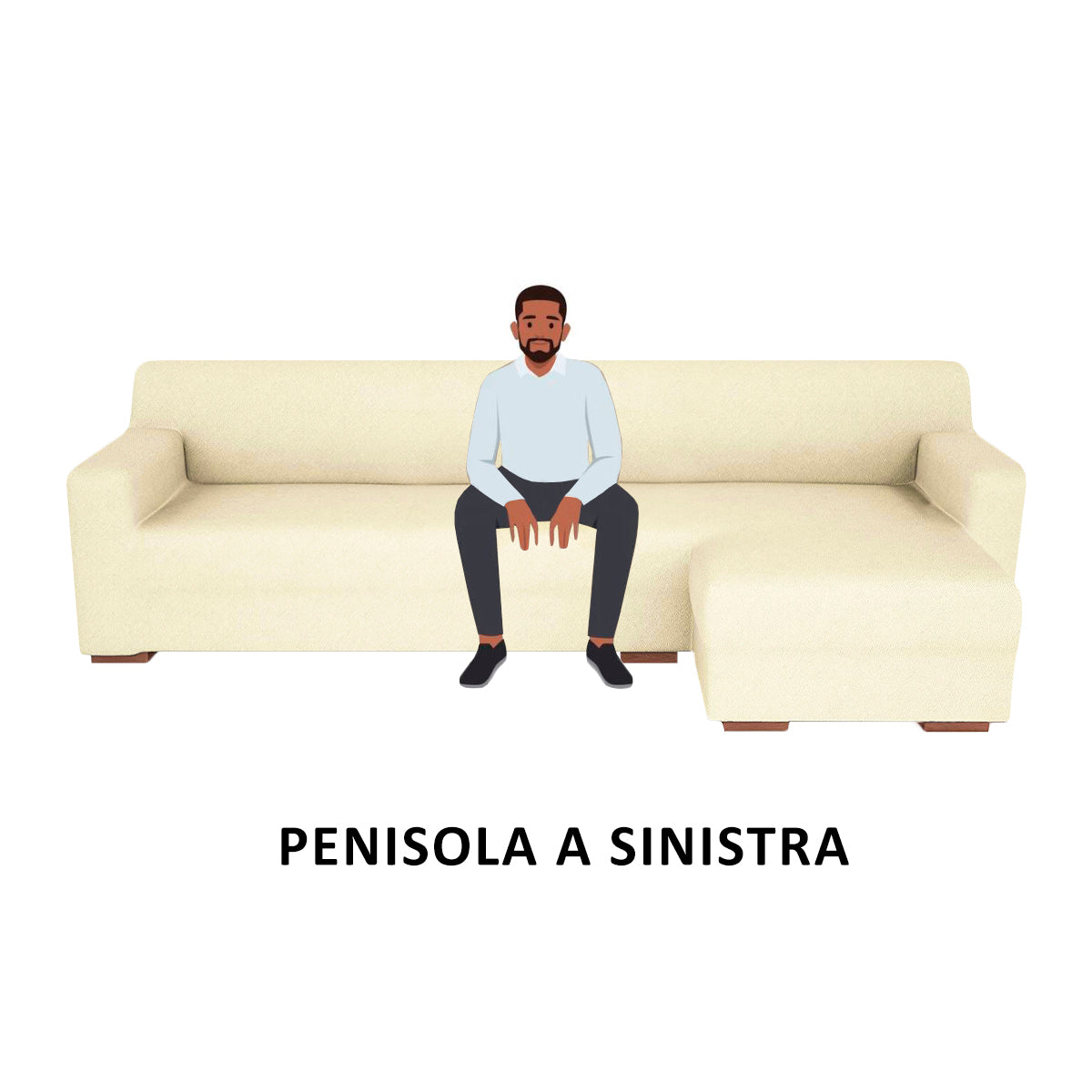 Copridivano elasticizzato con penisola panna