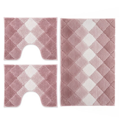 Tris tappeti bagno fantasia rombi rosa