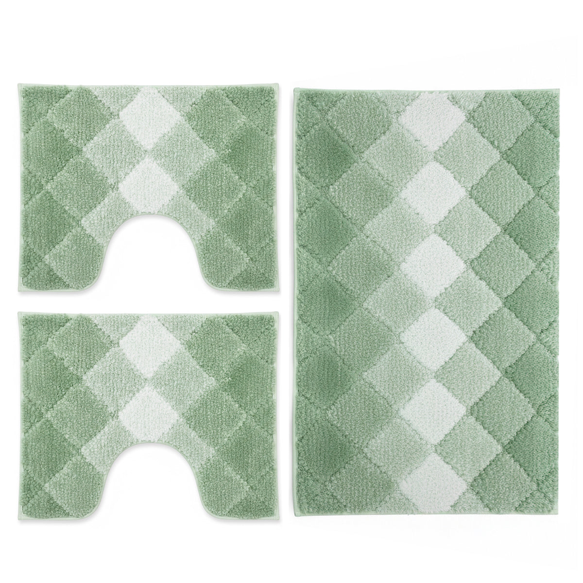 Tris tappeti bagno fantasia rombi verde