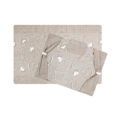 Set coprifuochi e copriforno con cuori beige