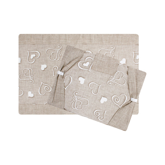 Set coprifuochi e copriforno con cuori beige