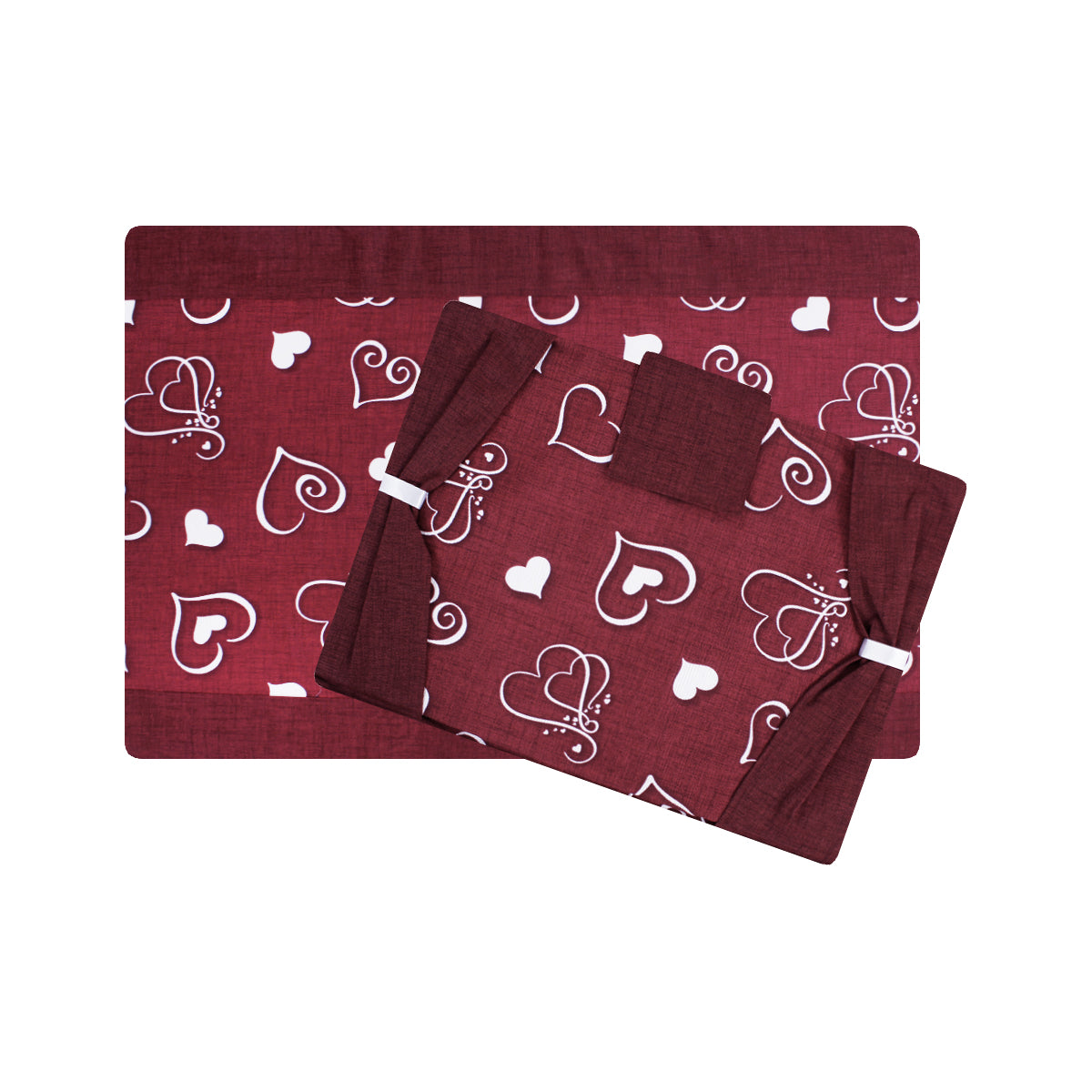 Set coprifuochi e copriforno con cuori bordeaux