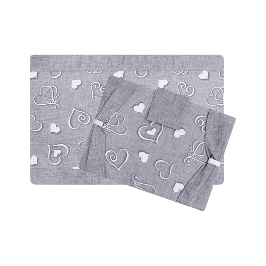 Set coprifuochi e copriforno con cuori grigio