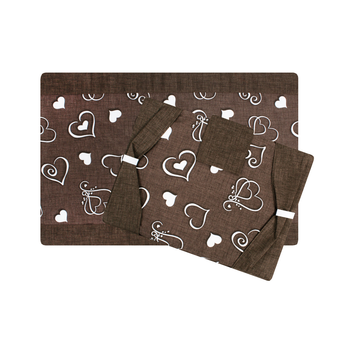 Set coprifuochi e copriforno con cuori marrone