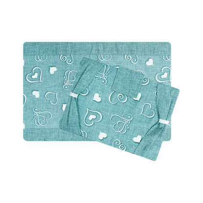 Set coprifuochi e copriforno con cuori turchese