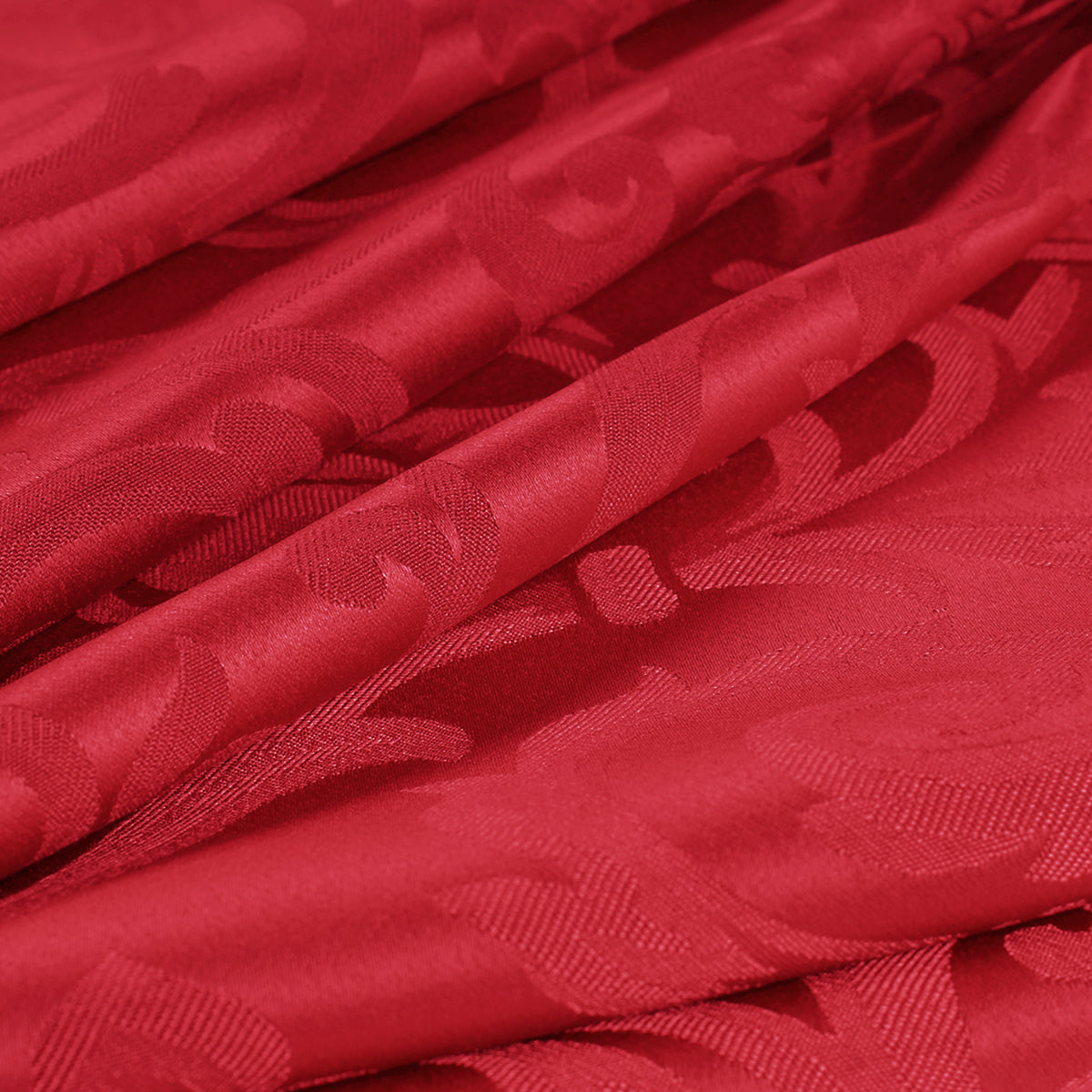 Tessuto raso ghirigori rosso