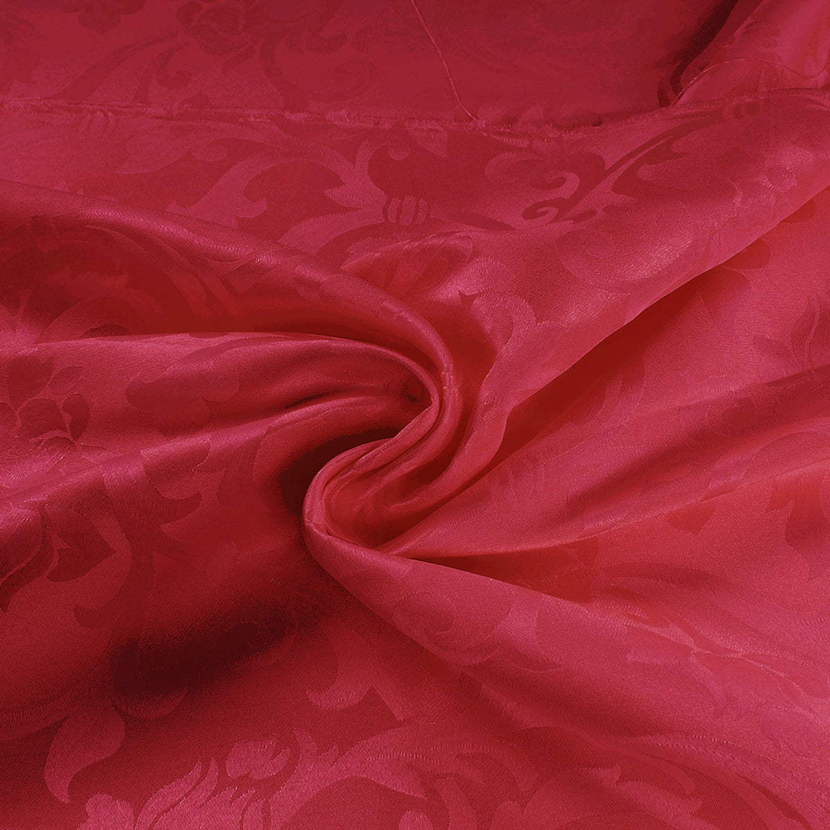 Tessuto raso ghirigori rosso
