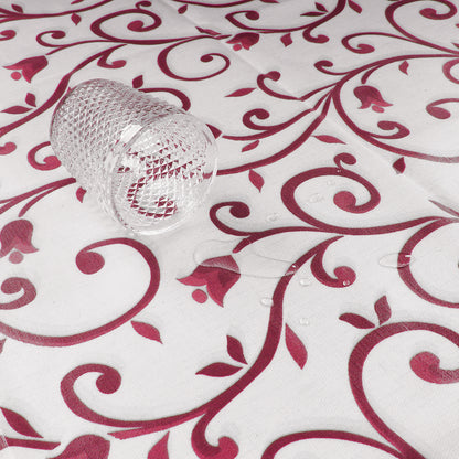 Tovaglia plastificata con riccio ghirigori bordeaux - DESIREE