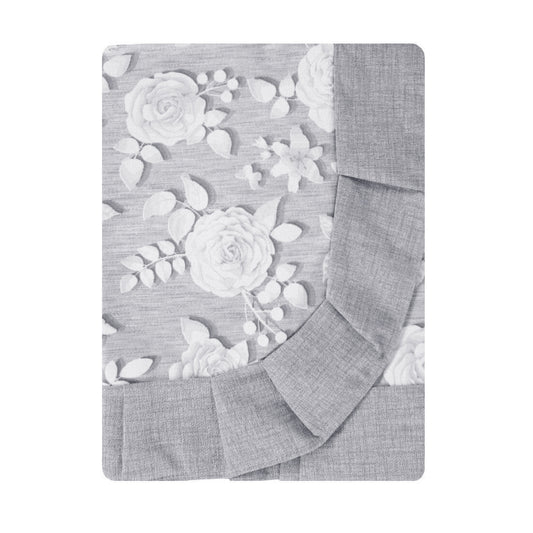 Tovaglia plastificata con riccio floreale grigio - CLARA