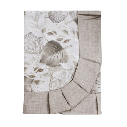 Tovaglia plastificata con riccio fantasia foglie beige - GINEVRA