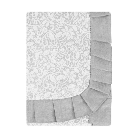 Tovaglia plastificata con riccio floreale grigio - MERLETTO FIORE