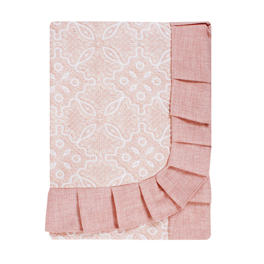 Tovaglia plastificata con riccio fantasia rosa - MERLETTO