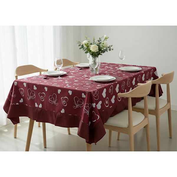 Tovaglia plastificata con riccio cuori bordeaux - PARIS
