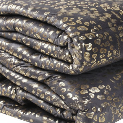 Piumone animalier oro in velluto grigio scuro