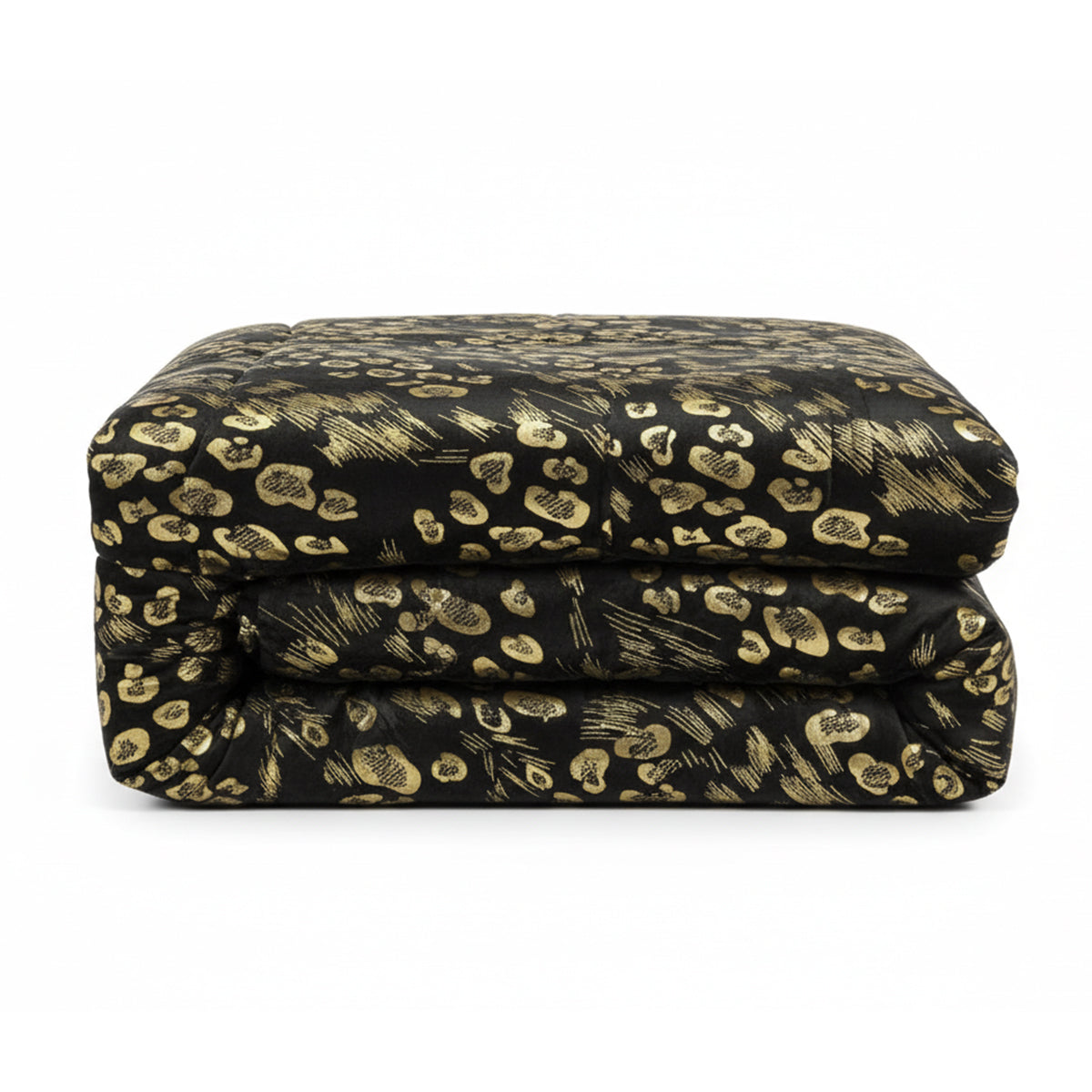 Piumone animalier oro in velluto nero