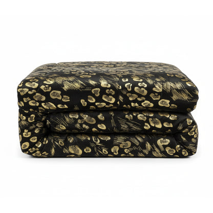 Piumone animalier oro in velluto nero
