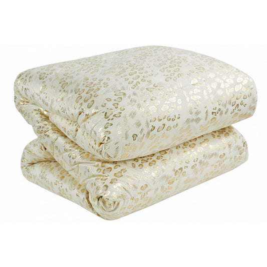 Piumone animalier oro in velluto panna