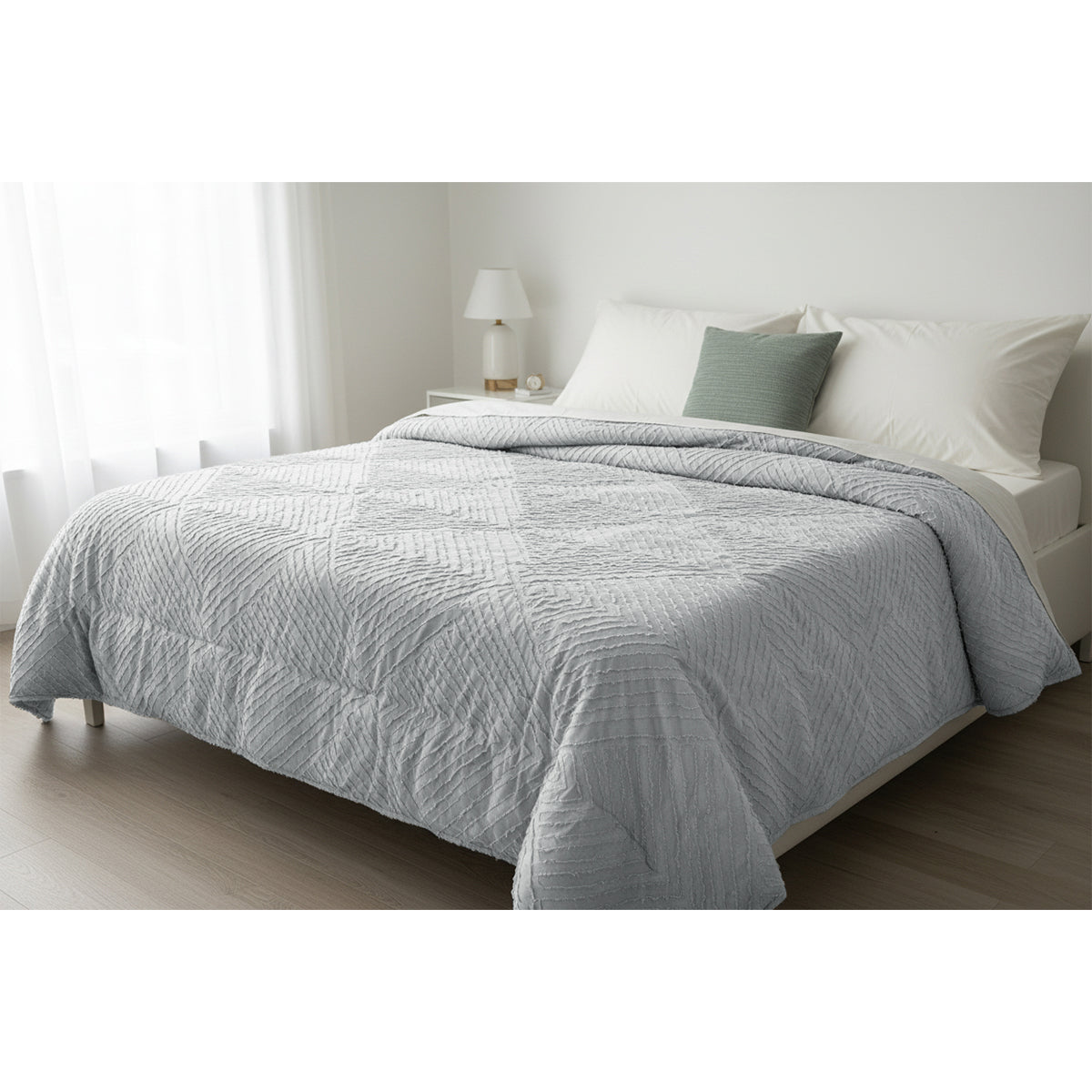 Piumone con rombi embossed grigio chiaro - NESSY