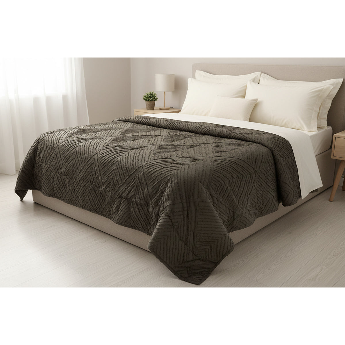 Piumone con rombi embossed marrone - NESSY