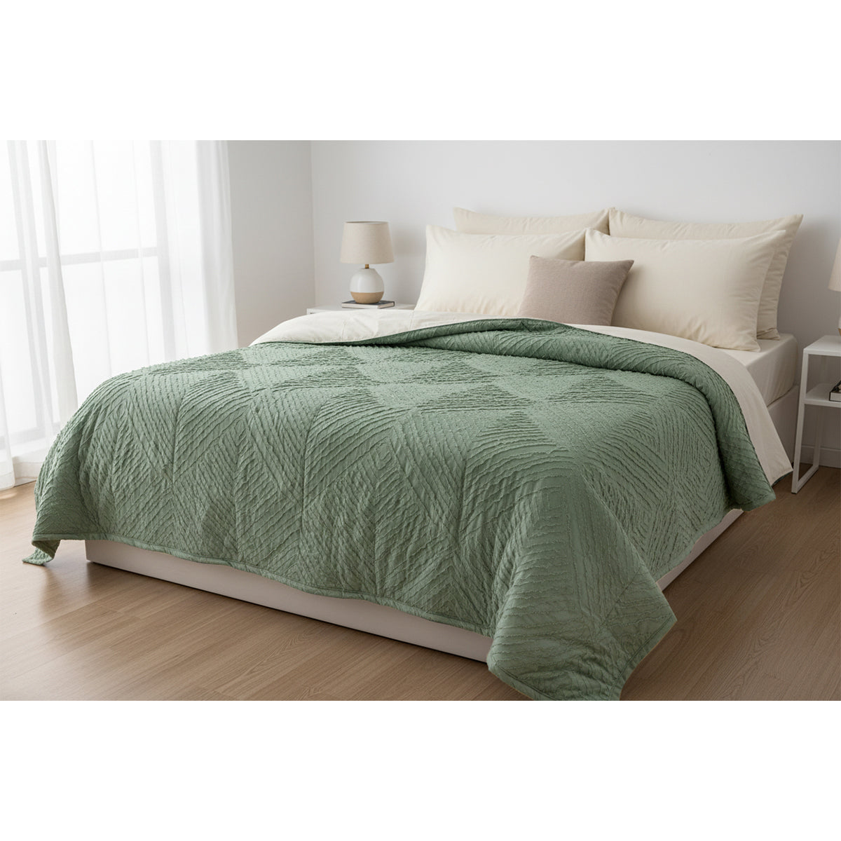 Piumone con rombi embossed verde - NESSY