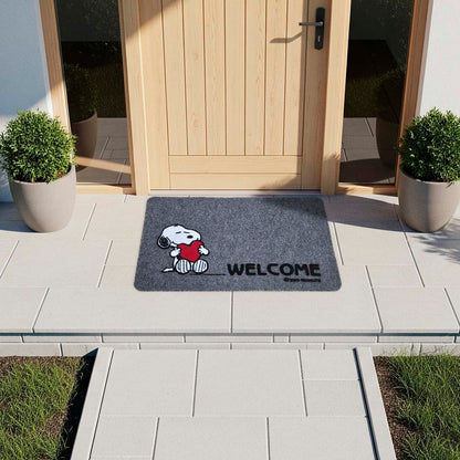 Zerbino antiscivolo a fantasia con Snoopy - Welcome grigio