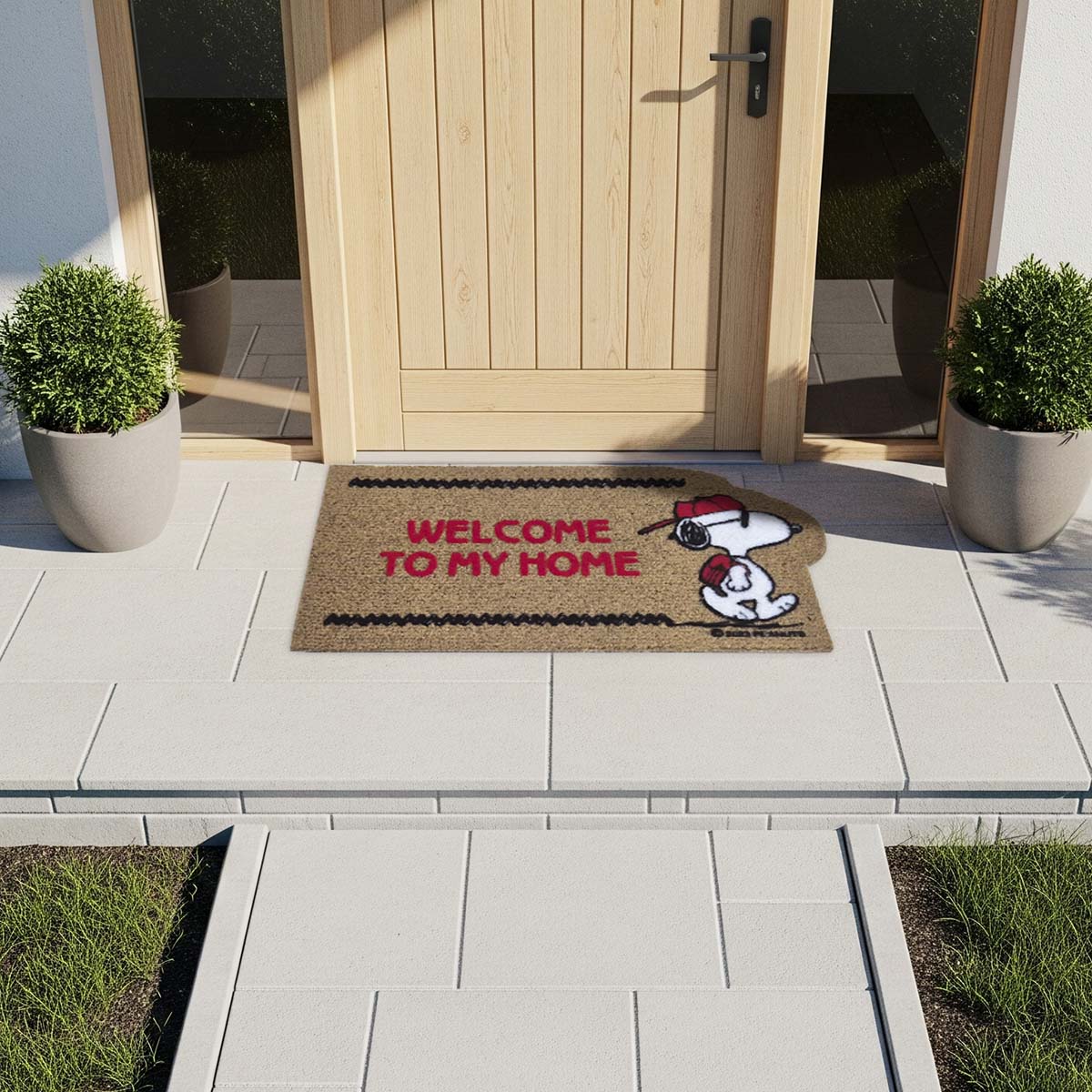 Zerbino antiscivolo a fantasia con Snoopy - Welcome beige