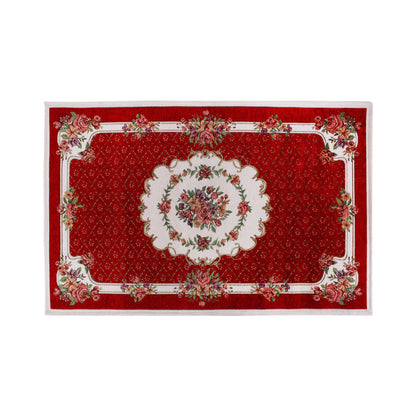 Tappeto in ciniglia floreale 70x110 cm rosso