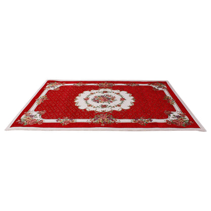 Tappeto in ciniglia floreale 70x110 cm rosso
