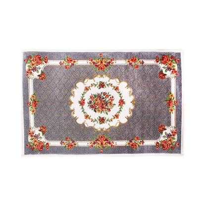 Tappeto in ciniglia floreale 70x110 cm grigio