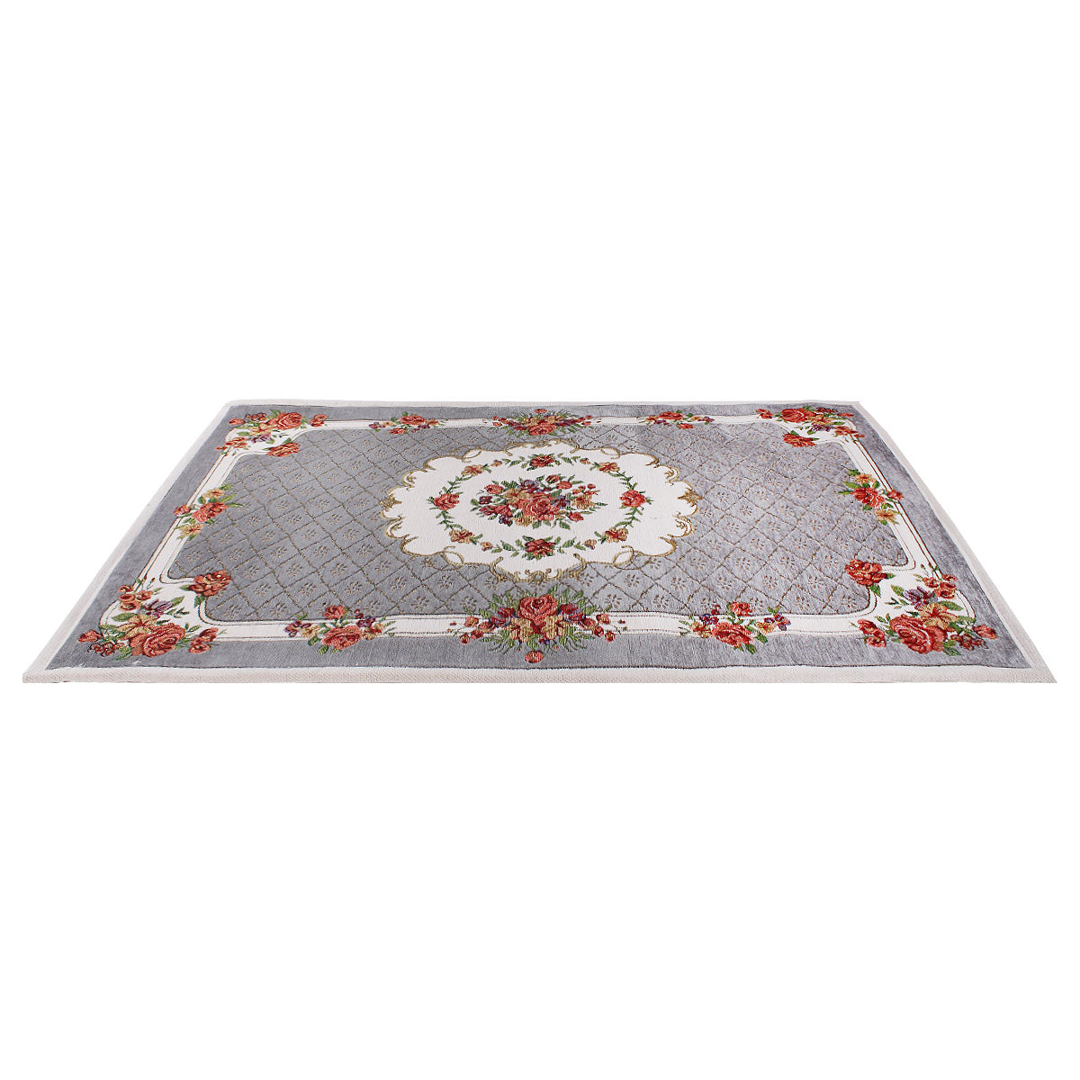 Tappeto in ciniglia floreale 70x110 cm grigio
