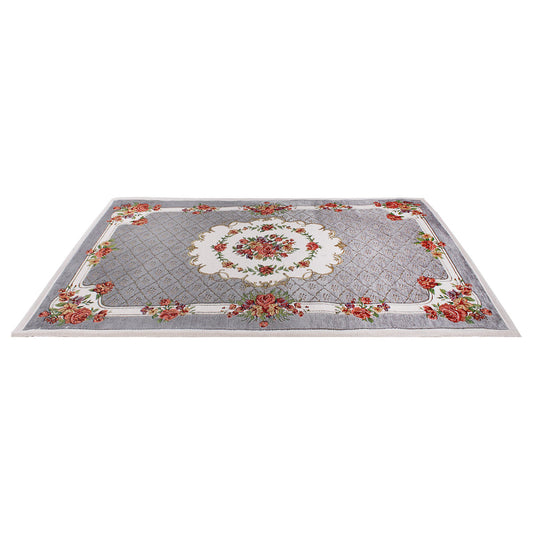 Tappeto in ciniglia floreale 70x110 cm grigio