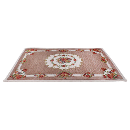 Tappeto in ciniglia floreale 70x110 cm biscotto