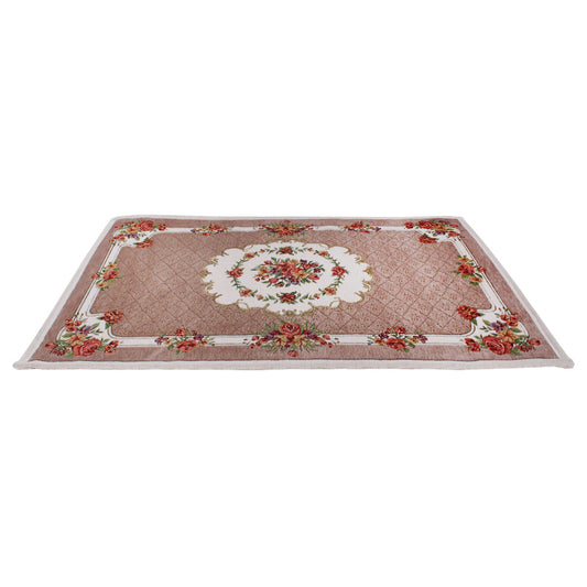 Tappeto in ciniglia floreale 70x110 cm biscotto