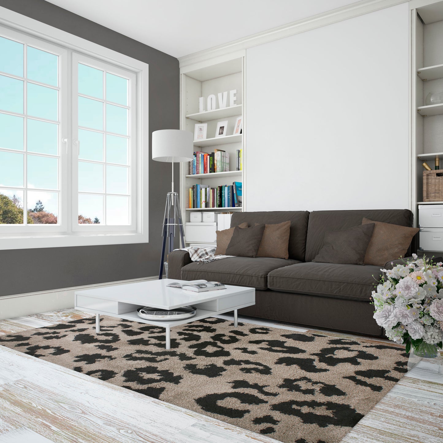 Tappeto animalier leopardato beige