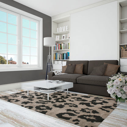 Tappeto animalier leopardato beige