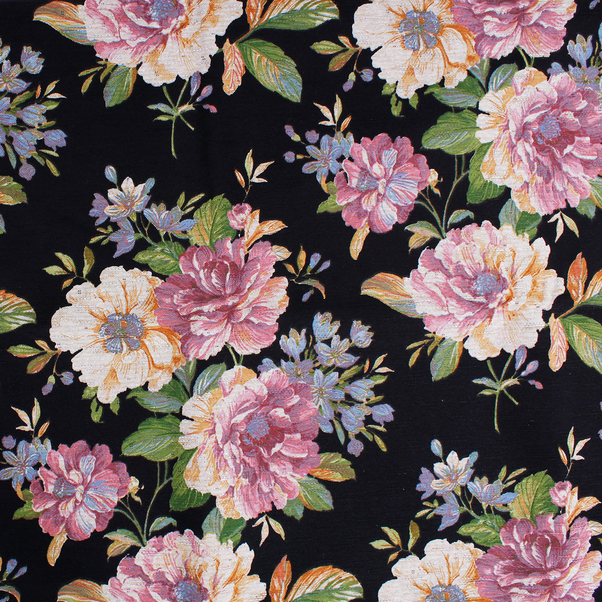 Tessuto gobelin floreale nero