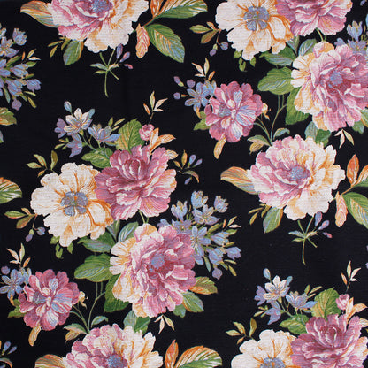 Tessuto gobelin floreale nero