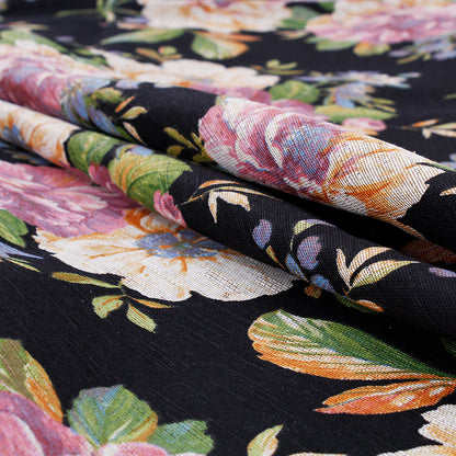 Tessuto gobelin floreale nero