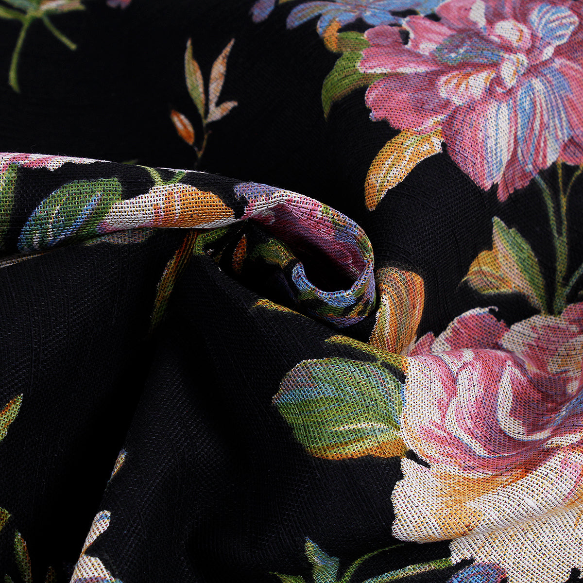 Tessuto gobelin floreale nero
