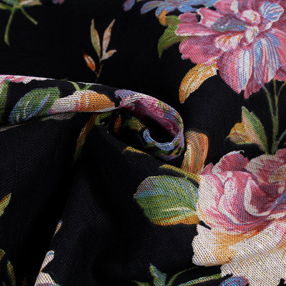 Tessuto gobelin floreale nero