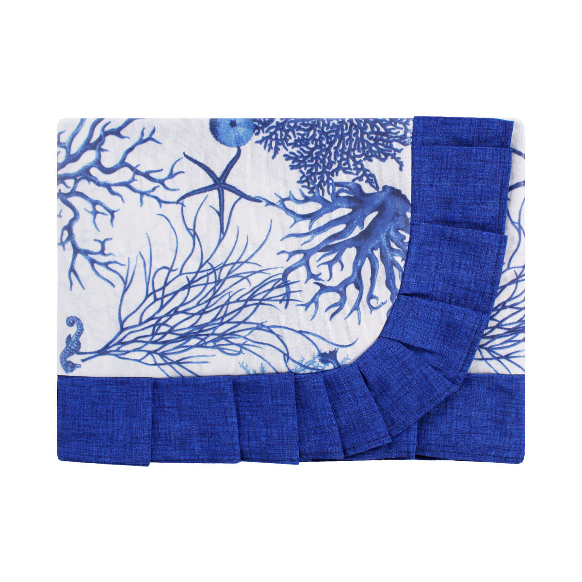 Tovaglia plastificata con riccio fantasia blu - CORALLI